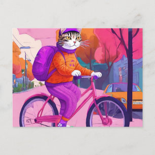 Jazzy Kitty's terug-naar-school rit Briefkaart