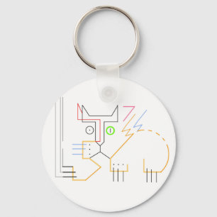 Jazzy, krabben, Abstracte Cat Button Sleutelhanger