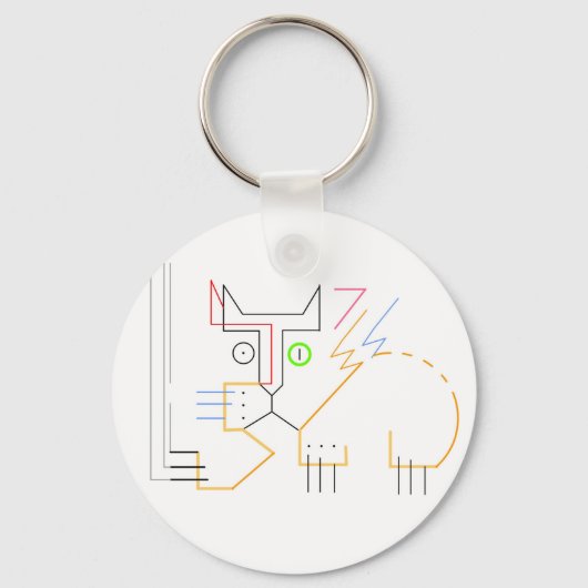 Jazzy, krabben, Abstracte Cat Button Sleutelhanger (Voorkant)
