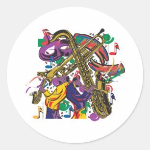 JAZZY Mardis Gras Ronde Sticker