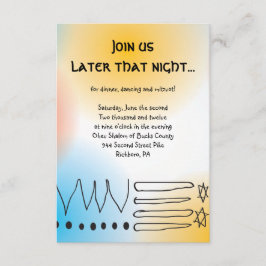 Jazzy Musical Bar Bat Mitzvah Party Reception Card Informatiekaartje