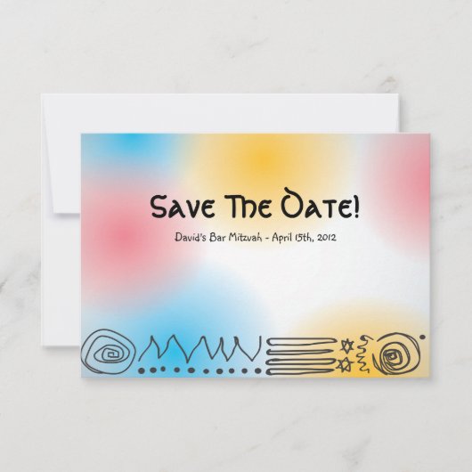 Jazzy Musical Bar Bat Mitzvah Save the Date Card (Voorkant)