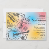 Jazzy Musical Bar Bat Mitzvah Uitnodiging (Voorkant)