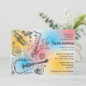 Jazzy Musical Bar Bat Mitzvah Uitnodiging (Staand voorkant)