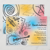 Jazzy Musical Bar Bat Mitzvah Uitnodiging (Voorkant / Achterkant)