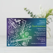 Jazzy Musical Bar Bat Mitzvah Uitnodiging (Staand voorkant)