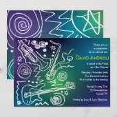 Jazzy Musical Bar Bat Mitzvah Uitnodiging (Voorkant / Achterkant)