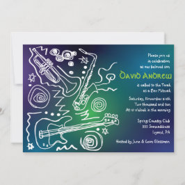 Jazzy Musical Bar Bat Mitzvah Uitnodiging