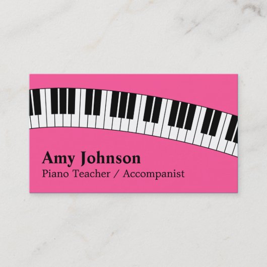 Jazzy Pink, Modern, Fun, Piano Teacher for Kids Visitekaartje (Voorkant)
