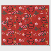 Jazzy Red Christmas Joy personaliseren Cadeaupapier (Vlak)
