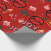Jazzy Red Christmas Joy personaliseren Cadeaupapier (Hoek)