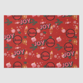Jazzy Red Christmas Joy personaliseren Tissuepapier