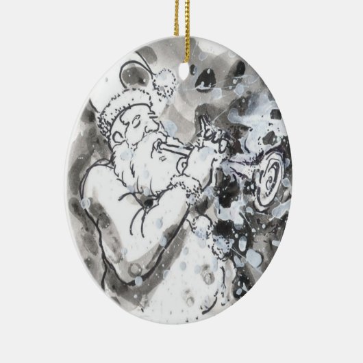 "Jazzy Santa" Keramisch Ornament (Rechts)
