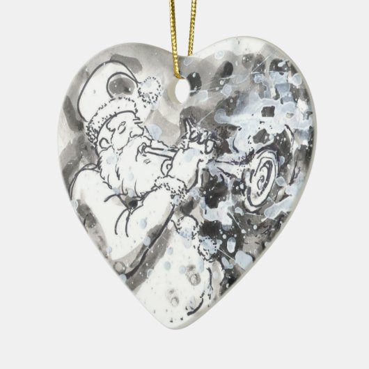 "Jazzy Santa" Keramisch Ornament (Links)