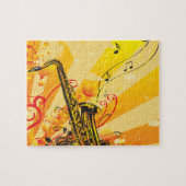 Jazzy Saxophone bundelt muziek Legpuzzel (Horizontaal)