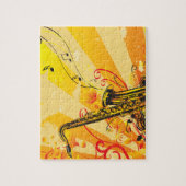 Jazzy Saxophone bundelt muziek Legpuzzel (Verticaal)