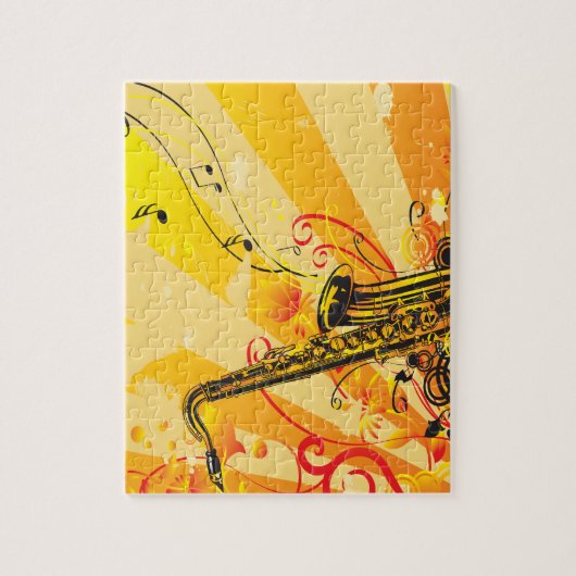Jazzy Saxophone bundelt muziek Legpuzzel (Verticaal)