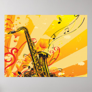 Jazzy Saxophone bundelt muziek Poster