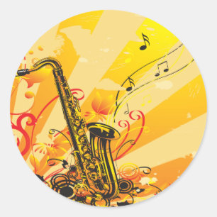 Jazzy Saxophone bundelt muziek Ronde Sticker