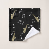 Jazzy Saxophone en Musical Notes  Bad Handdoek (Wasdoekje)