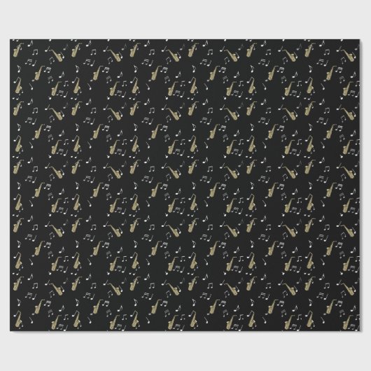 Jazzy Saxophone en Musical Notes  Cadeaupapier (Vlak)