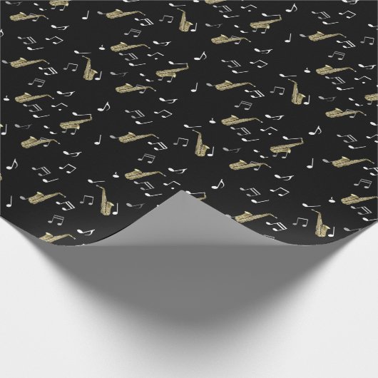 Jazzy Saxophone en Musical Notes Cadeaupapier (Hoek)