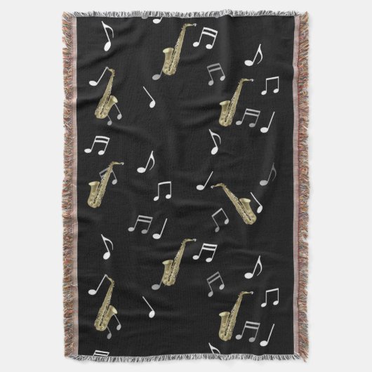 Jazzy Saxophone en Musical Notes Deken (Voorkant Verticaal)