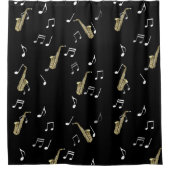 Jazzy Saxophone en Musical Notes  Douchegordijn (Voorkant)