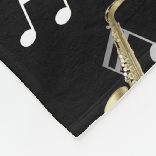 Jazzy Saxophone en Musical Notes  Fleece Deken (Hoek)