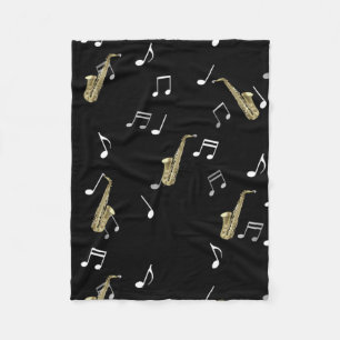 Jazzy Saxophone en Musical Notes  Fleece Deken