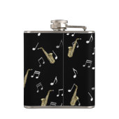 Jazzy Saxophone en Musical Notes Heupfles (Achterkant)