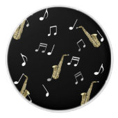 Jazzy Saxophone en Musical Notes Keramische Knop (Voorkant)