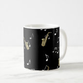 Jazzy Saxophone en Musical Notes  Koffiemok (Voorkant rechts)