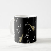 Jazzy Saxophone en Musical Notes  Koffiemok (Voorkant links)
