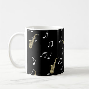 Jazzy Saxophone en Musical Notes  Koffiemok