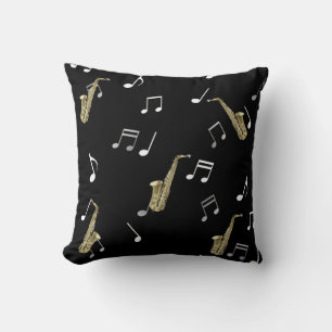 Jazzy Saxophone en Musical Notes Kussen