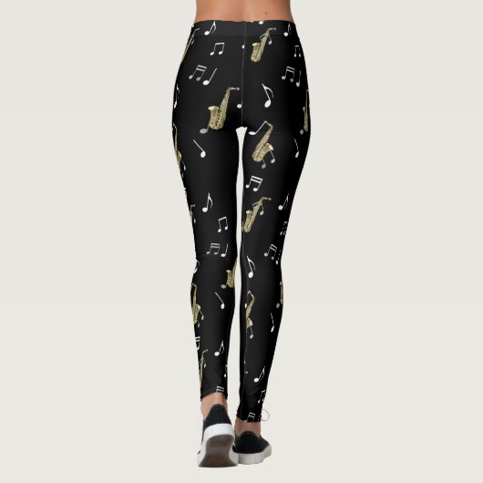 Jazzy Saxophone en Musical Notes  Leggings (Achterkant)