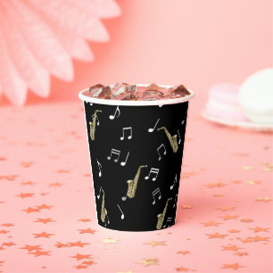 Jazzy Saxophone en Musical Notes Papieren Bekers