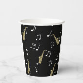 Jazzy Saxophone en Musical Notes Papieren Bekers (Achterkant)