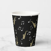 Jazzy Saxophone en Musical Notes Papieren Bekers (Voorkant)