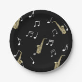 Jazzy Saxophone en Musical Notes Papieren Bordje (Voorkant)