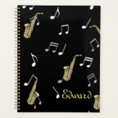 Jazzy Saxophone en Musical Notes Planner (Voorkant)