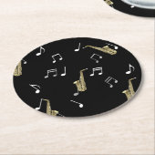 Jazzy Saxophone en Musical Notes Ronde Kartonnen Onderzetter (Gebogen)