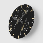Jazzy Saxophone en Musical Notes Ronde Klok (Hoek)