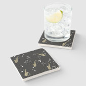 Jazzy Saxophone en Musical Notes Stenen Onderzetter (Zijkant)