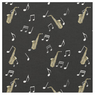 Jazzy Saxophone en Musical Notes  Stof