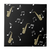 Jazzy Saxophone en Musical Notes Tegeltje (Voorkant)