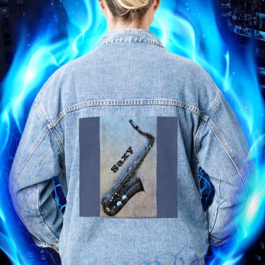 Jazzy Saxy Saxophone Musical Instrument Denim Jacket