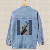 Jazzy Saxy Saxophone Musical Instrument Denim Jacket
