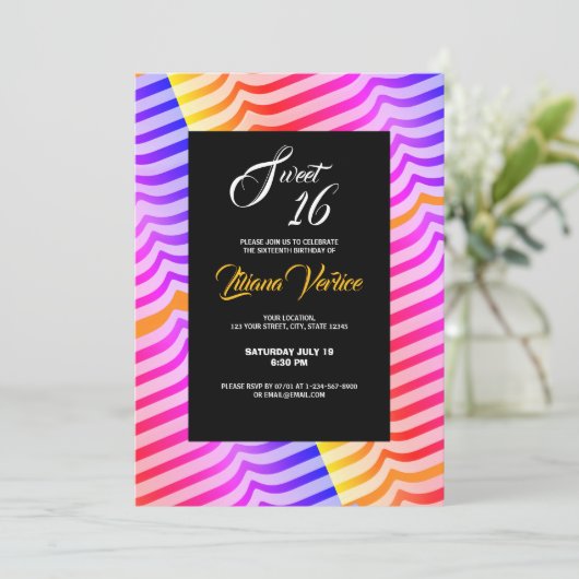 Jazzy Trippy Psychedelic Tropical Stripey Pattern Kaart (Staand voorkant)